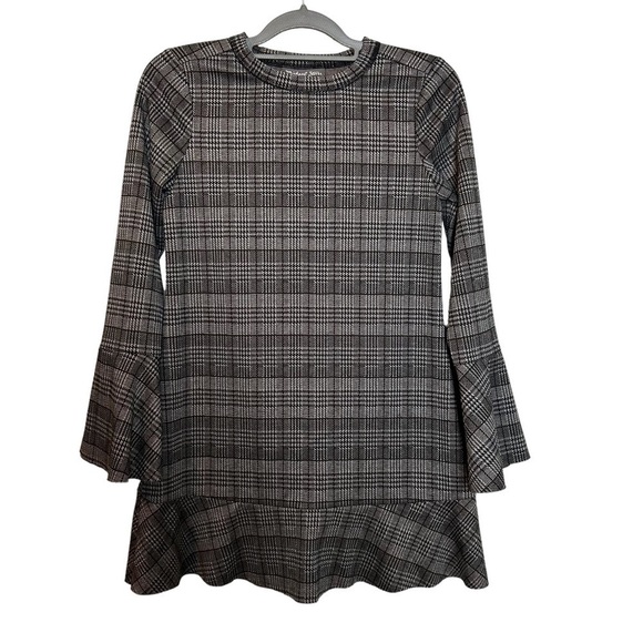 Michael Stars Glen Plaid Dress w/ Flouncy Drop Waist & Bell Sleeves Sz. XS - Picture 7 of 13